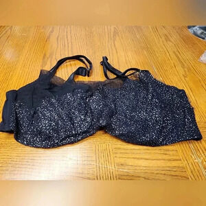Cacique Asymmetrical Lace Hidden Wire French Balconette Bra Black Size 42DD